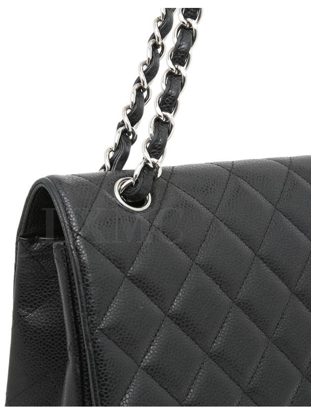 Classic Caviar Maxi Black Silver Chain Flap Bag A47600 - CHANEL - BALAAN 5