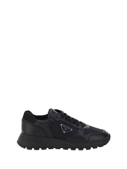 Leather Re-Nylon High Top Sneakers Black - PRADA - BALAAN 2