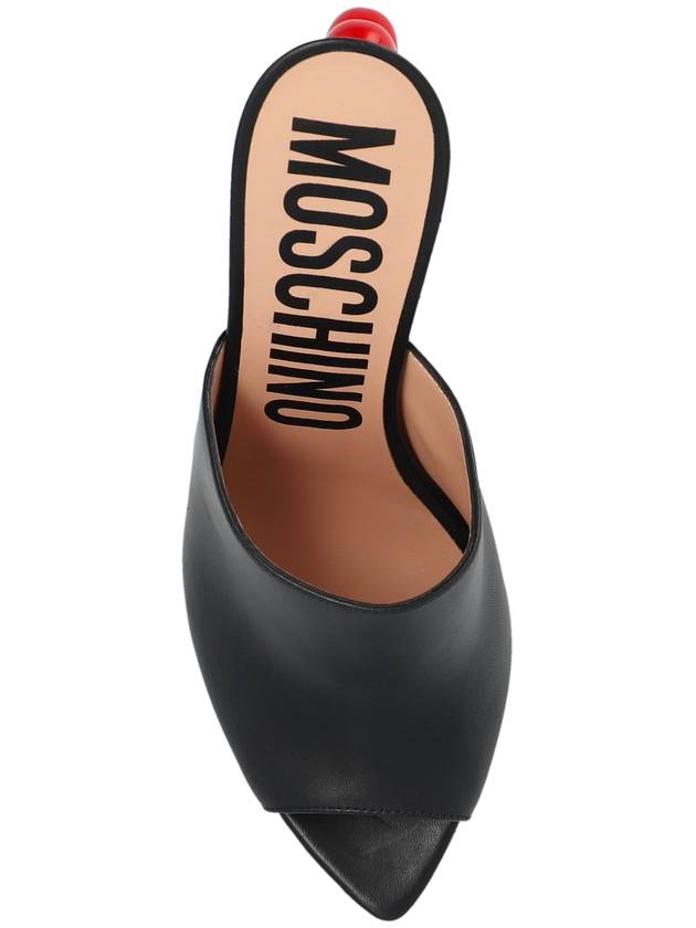 Moschino Heeled Mules In Leather, Women's, Black - MOSCHINO - BALAAN 6