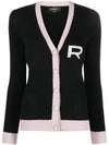 Intarsia knit logo wool cardigan black - ROCHAS - BALAAN 1