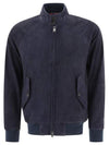 G9 Slim Fit Suede Jacket Navy - BARACUTA - BALAAN 1