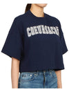 Logo Crop Short Sleeve T-shirt Navy - AMI - BALAAN 4