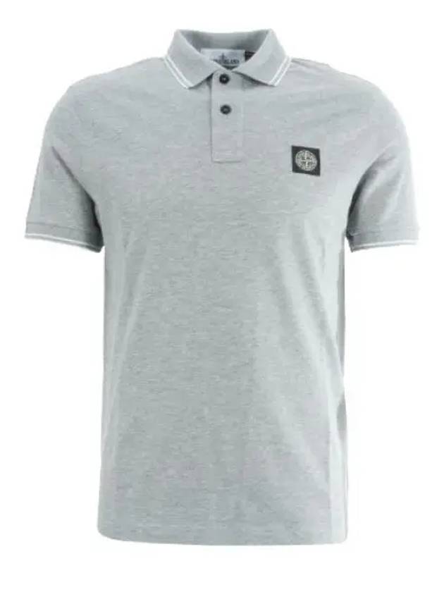 Stretch Cotton Pique Short Sleeve Polo Shirt Grey - STONE ISLAND - BALAAN 2