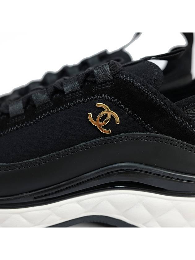 Mixed Fibers Velvet Calfskin Low Top Sneakers Black - CHANEL - BALAAN 8