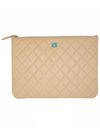 Classic Gold Logo Medium Caviar Clutch Bag Beige - CHANEL - BALAAN 1