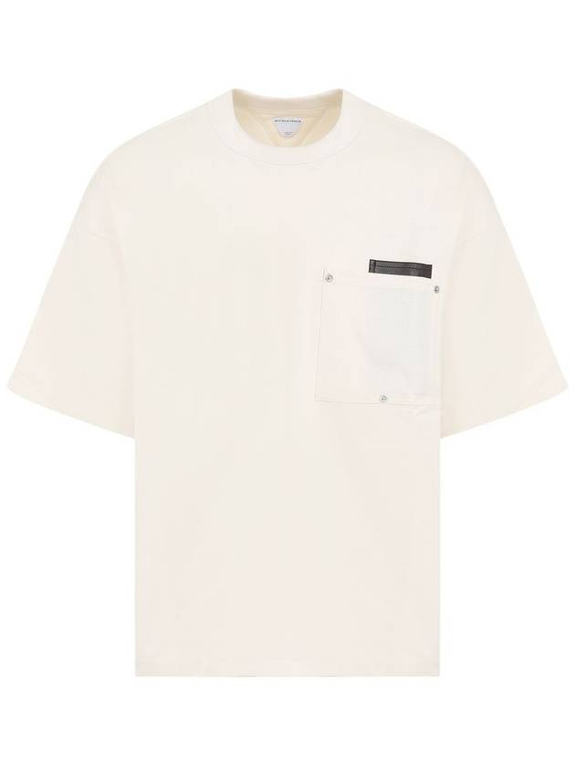 Leather Detailing Short Sleeve T-Shirt Ivory - BOTTEGA VENETA - BALAAN 2