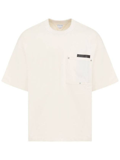 Leather Detailing Short Sleeve T-Shirt Ivory - BOTTEGA VENETA - BALAAN 2