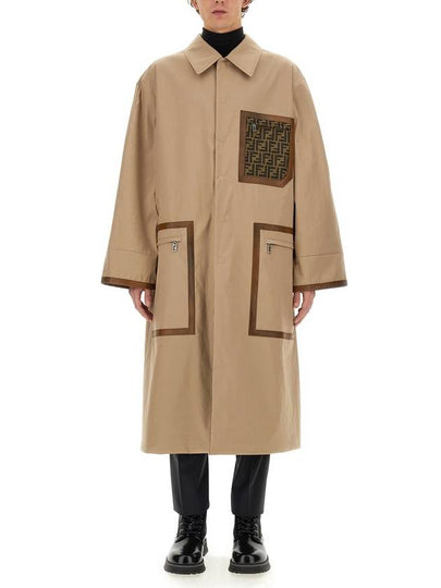 FF Logo Jacquard Reversible Trench Coat Beige - FENDI - BALAAN 2