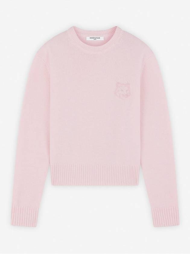 Bold Fox Head Embroidered Crop Knit Top Pink - MAISON KITSUNE - BALAAN 2