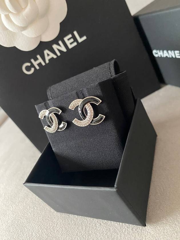 CC Logo EarringsHalf Black Silver EarringsABB931 - CHANEL - BALAAN 3