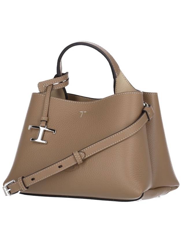 Logo Charm Leather Micro Tote Bag Brown - TOD'S - BALAAN 3