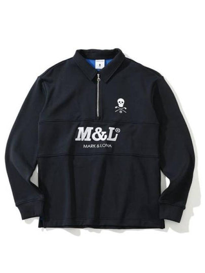 Escalade Zip Fleece Polo Long Sleeve T-Shirt Navy - MARK & LONA - BALAAN 2