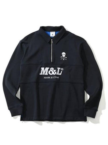 Escalade Zip Fleece Polo Long Sleeve T-Shirt Navy - MARK & LONA - BALAAN 1