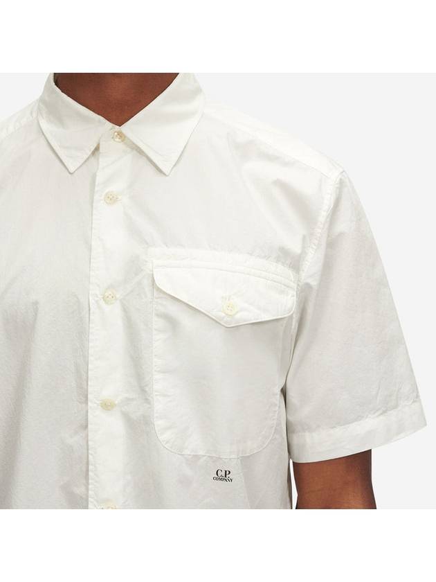 Poplin small logo button short-sleeved shirt - CP COMPANY - BALAAN.