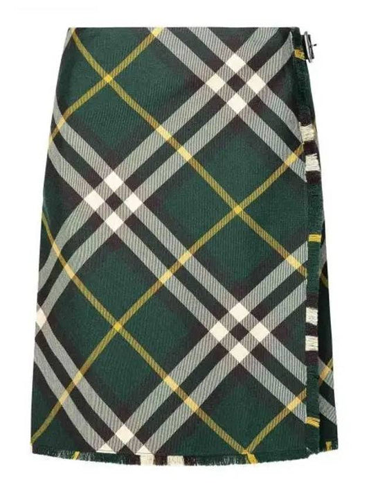 Check Pattern Wool A-Line Skirt Green - BURBERRY - BALAAN 2