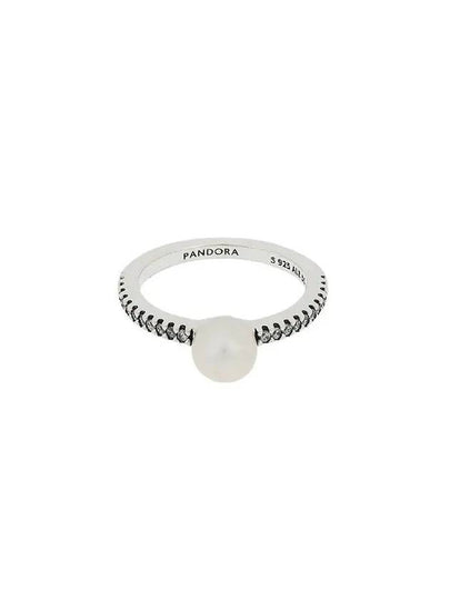 Treated Freshwater Cultured Pearl Open Pave Pearl Ring Silver - PANDORA - BALAAN 2