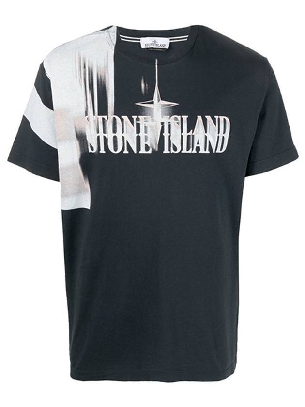 Motion Saturation One Garment Dyed Short Sleeve T-Shirt Navy - STONE ISLAND - BALAAN 1