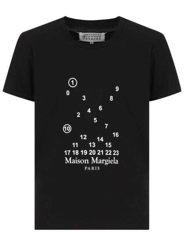 Women's Number Logo Cotton Short Sleeve T-Shirt Black - MAISON MARGIELA - BALAAN 1