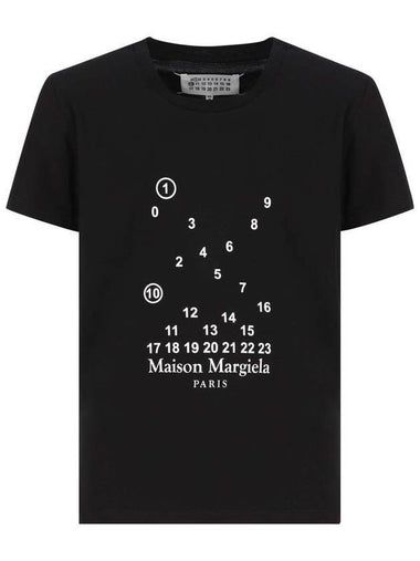 Women's Number Logo Cotton Short Sleeve T-Shirt Black - MAISON MARGIELA - BALAAN 1