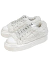 Logo Shearling Low Top Sneakers White - MIU MIU - BALAAN 2