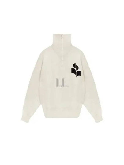 Logo High Neck Knit Zip-Up Cardigan Light Grey - ISABEL MARANT - BALAAN 2