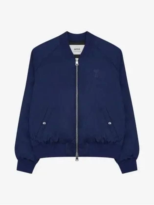 Heart Logo Bomber Jacket Blue - AMI - BALAAN 3