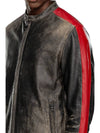 L Renn Contrasting Stripes Leather Jacket Black - DIESEL - BALAAN 5