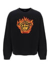 Medusa Flame Embroidery Logo Jersey Sweatshirt Black - VERSACE - BALAAN 2