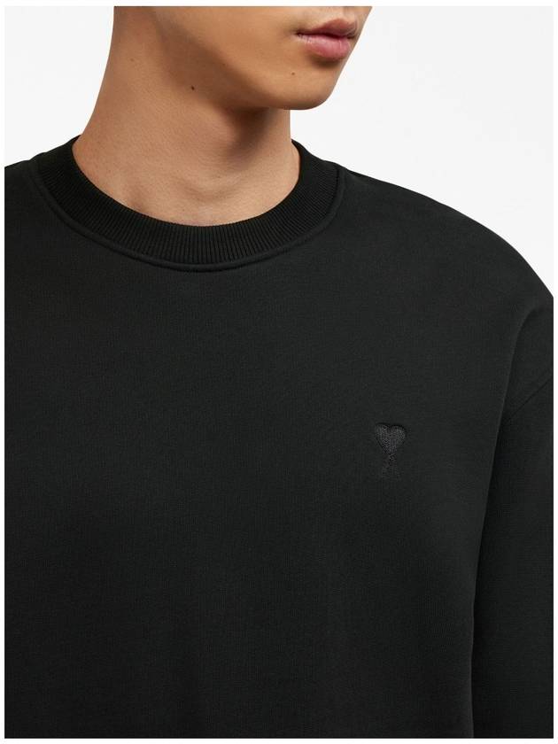 Embroidered Heart Logo Sweatshirt Black - AMI - BALAAN 6