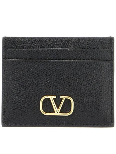 V Logo Signature Card Wallet Black - VALENTINO - BALAAN 1