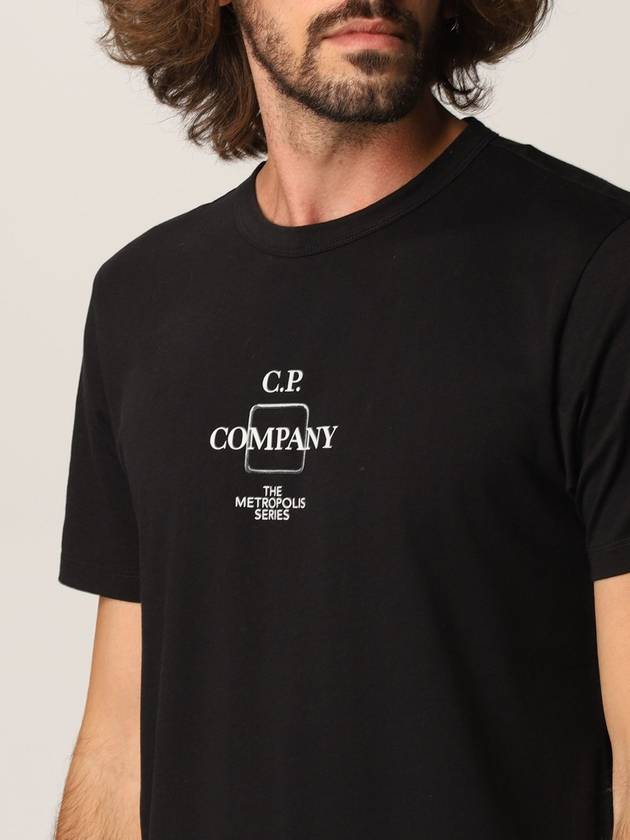 Mercerized Jersey Logo Print Short Sleeve T-Shirt Black - CP COMPANY - BALAAN 4