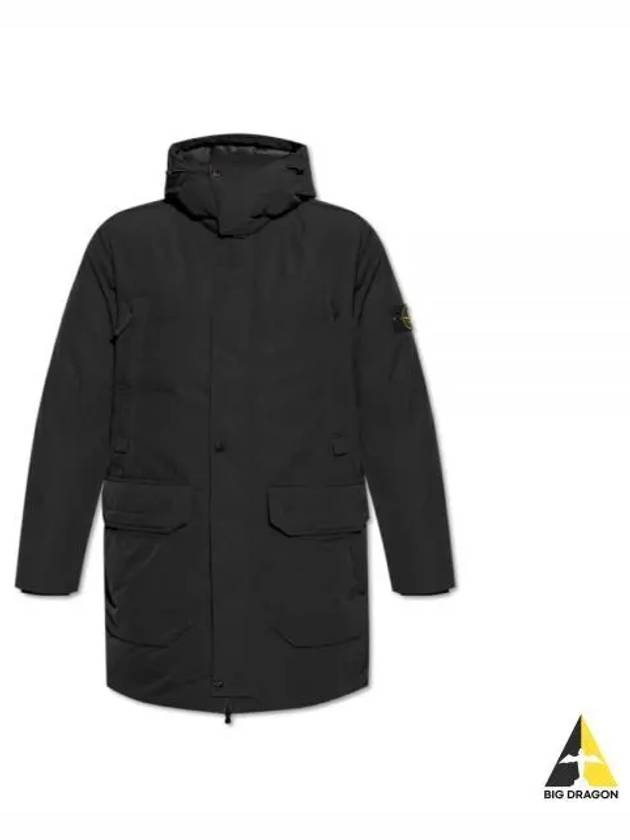 Polyester Micro Twill Long Down Parka Black - STONE ISLAND - BALAAN 2