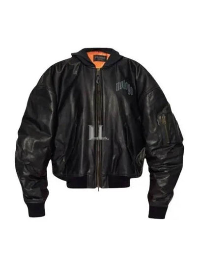 Leather Bomber Jacket Black - BALENCIAGA - BALAAN 2