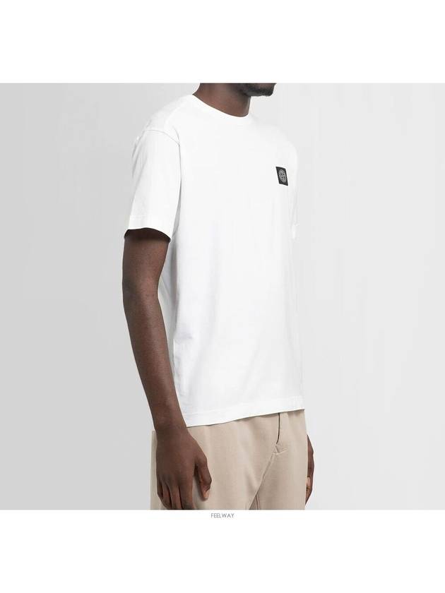 Logo Patch Cotton Short Sleeve T-Shirt White - STONE ISLAND - BALAAN 4