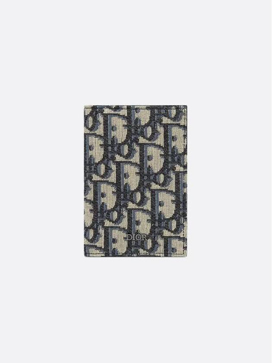 Vertical Half Card Holder Beige And Black  Oblique Jacquard - DIOR - BALAAN 2