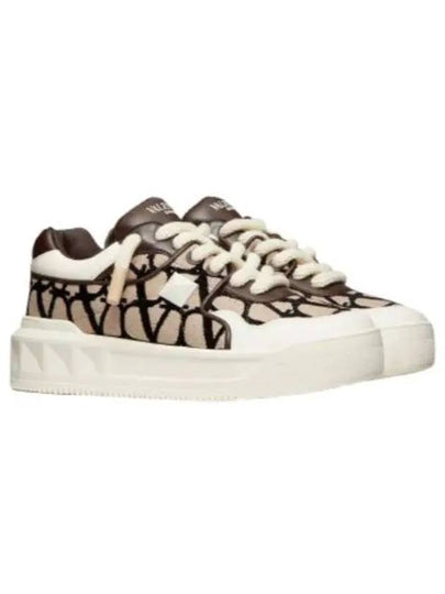 Iconography Leather Low Top Sneakers Brown - VALENTINO - BALAAN 2