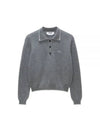 Cashmere Blend Polo Knit Top Grey - MSGM - BALAAN 2