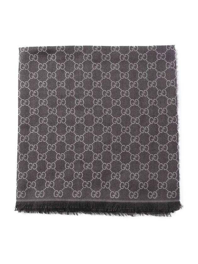 GG pattern wool silk square muffler brown - GUCCI - BALAAN.