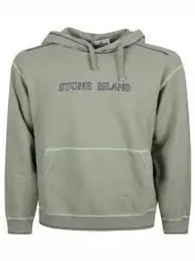 Brushed Cotton Fleece Hoodie Sage Green - STONE ISLAND - BALAAN 2