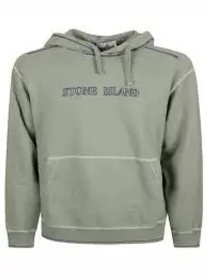 Brushed Cotton Fleece Hoodie Sage Green - STONE ISLAND - BALAAN 2