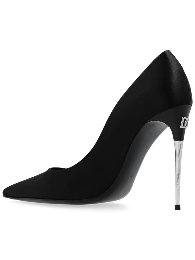 DC logo lettering pointed toe satin Pumps black - DOLCE&GABBANA - BALAAN 6