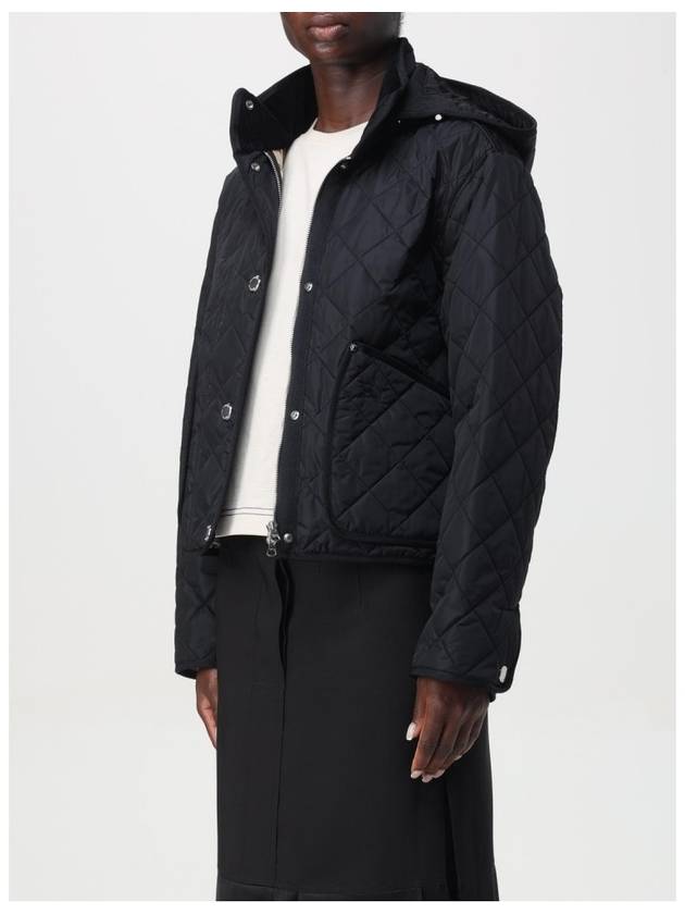 Diamond Quilted Crop Hoodie Jacket Black - BURBERRY - BALAAN 9