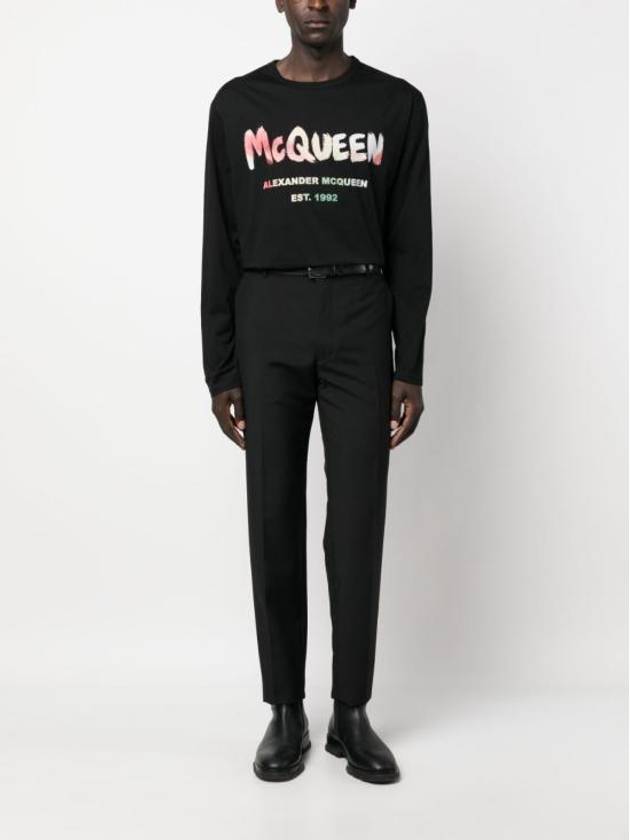 Graffiti Logo Print Crew Neck Sweatshirt Black - ALEXANDER MCQUEEN - BALAAN 6