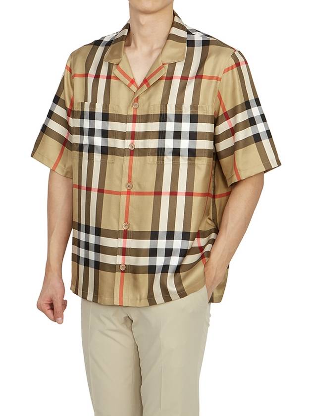 Vintage Check Silk Short Sleeve Shirt Archive Beige - BURBERRY - BALAAN 6