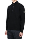 Wappen Patch Half Button Lambswool Knit Top Black - STONE ISLAND - BALAAN 4