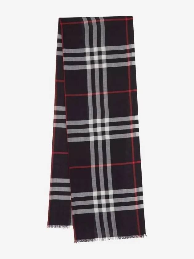 Light Check Wool Silk Scarf Navy - BURBERRY - BALAAN 2