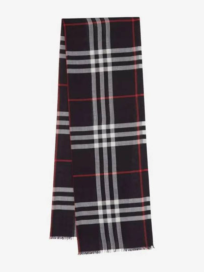 Light Check Wool Silk Scarf Navy - BURBERRY - BALAAN 2