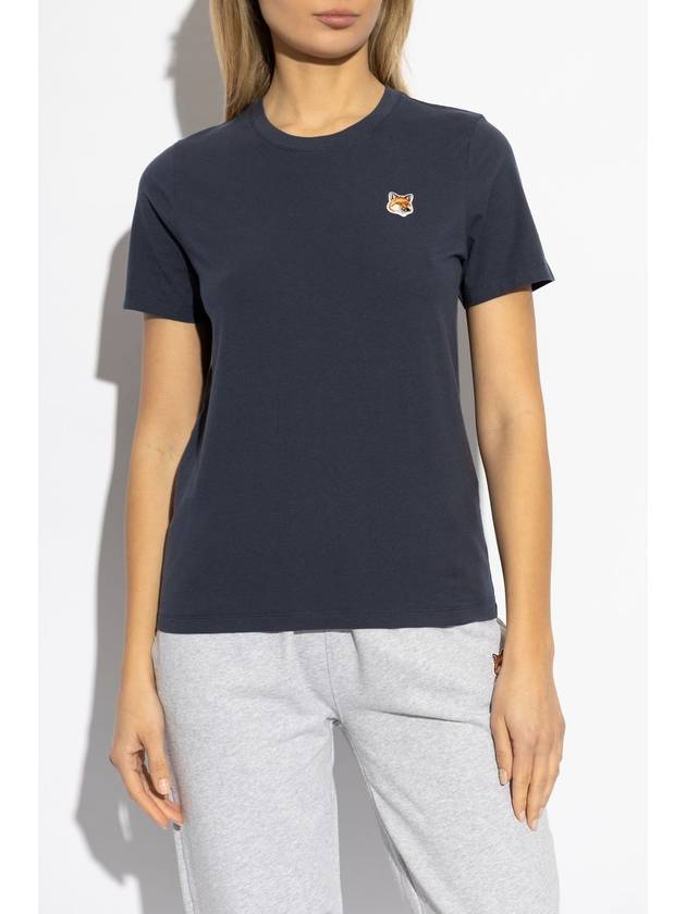 Maison Kitsuné T-shirt With Logo Patch, Women's, Navy Blue - MAISON KITSUNE - BALAAN 3