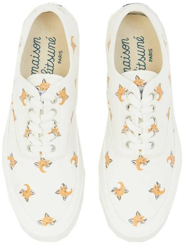 All Over Fox Head Printing Canvas Low Top Sneakers White - MAISON KITSUNE - BALAAN 4