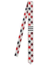 Gingham Check Silk Jacquard Neck Tie White Red - THOM BROWNE - BALAAN 3